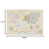 World Map Montessori-Style Wooden World Puzzle for Kids (Ages 3+) – Non-Toxic Educational Map of Continents & Oceans