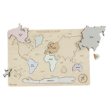 World Map Montessori-Style Wooden World Puzzle for Kids (Ages 3+) – Non-Toxic Educational Map of Continents & Oceans