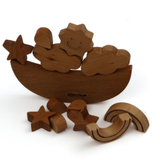 Sky Balance Game – Montessori Wooden Stacking Toy for Kids & Adults – 100% Natural Beech Wood, Handmade & Non-Toxic – Educational Family Game for Focus, Coordination & Patience – Ages 3+