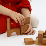 Natural Beech Wood Building Blocks – 30-Piece Montessori Wooden Stacking Set for Toddlers | Handmade, Non-Toxic, Polished with Olive Oil | Ages 3+