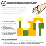 Natural Beech Wood Building Blocks – 30-Piece Montessori Wooden Stacking Set for Toddlers | Handmade, Non-Toxic, Polished with Olive Oil | Ages 3+