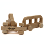 Wooden Vehicle Set – 3-Piece Natural Beechwood Toy Set for Kids Ages 3+ – Includes Wooden Car, Truck, and Bus – Montessori Educational Push Toy – Handmade, Non-Toxic Finish