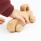 Wooden Vehicle Set – 3-Piece Natural Beechwood Toy Set for Kids Ages 3+ – Includes Wooden Car, Truck, and Bus – Montessori Educational Push Toy – Handmade, Non-Toxic Finish