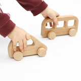Wooden Vehicle Set – 3-Piece Natural Beechwood Toy Set for Kids Ages 3+ – Includes Wooden Car, Truck, and Bus – Montessori Educational Push Toy – Handmade, Non-Toxic Finish
