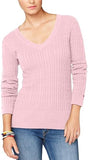 Tommy Hilfiger Women's Sweater V-Neck Pullover Lightweight Long Sleeve Knit New