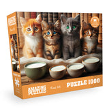 AMAZING PUZZLES 1000 Piece Jigsaw Puzzle for Kids and Adults 19x27in Poster Included - Kittens