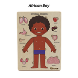 Montessori Wooden Human Body Puzzle – Six Character Anatomy Toy for Kids, Includes Organs & Stand, STEM Educational (Ages 3+)