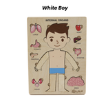 Montessori Wooden Human Body Puzzle – Six Character Anatomy Toy for Kids, Includes Organs & Stand, STEM Educational (Ages 3+)