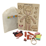 Montessori Wooden Human Body Puzzle – Six Character Anatomy Toy for Kids, Includes Organs & Stand, STEM Educational (Ages 3+)