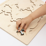 World Map Montessori-Style Wooden World Puzzle for Kids (Ages 3+) – Non-Toxic Educational Map of Continents & Oceans