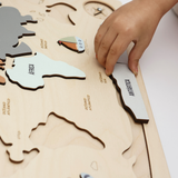 World Map Montessori-Style Wooden World Puzzle for Kids (Ages 3+) – Non-Toxic Educational Map of Continents & Oceans