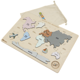 World Map Montessori-Style Wooden World Puzzle for Kids (Ages 3+) – Non-Toxic Educational Map of Continents & Oceans