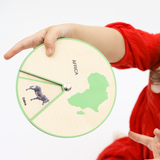 Animals of the World – Montessori Wooden Animal Wheels Set | 7 Continents, 42 Animals | Bilingual Toy in English & Spanish | Educational Geography Toy for Kids Ages 3+