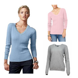 Tommy Hilfiger Women's Sweater V-Neck Pullover Lightweight Long Sleeve Knit New