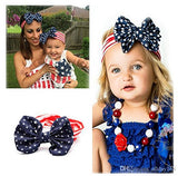 2 Pcs Mom and Baby Kids American Flag Stars And Stripes Bandana For 4th July Hair Accessories