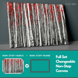 Monochrome Autumn Red Leaves Forest Landscape in Black and White insigne Wrapped Wall Art Picture Print Canvas