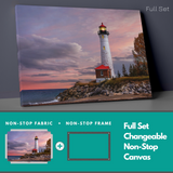 Crisp Point Lighthouse in Paradise, Michigan after Sunset in a Cloudy Evening near Lake Superior insigne Wrapped Wall Art Picture Print Canvas