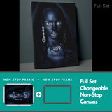 Woman Portrait with Earrings and Necklace Wrapped Wall Art Picture Print Canvas