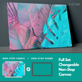 Tropical and Palm Leaves in Vibrant Bold Gradient Holographic Colors Concept Art Minimal Surrealism insigne Wrapped Wall Art Picture Print Canvas